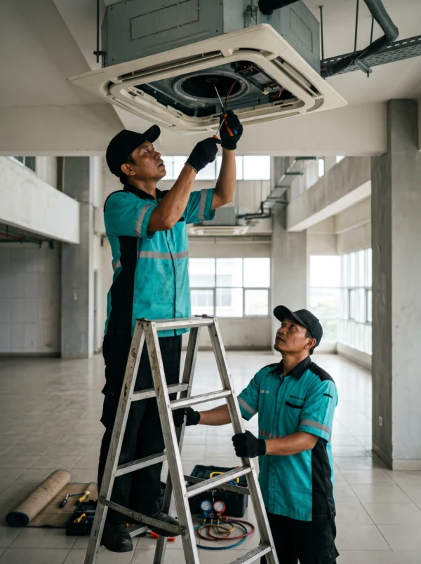 maintenancr ac cassete oleh nusantara service ac di area perkantoran tangerang