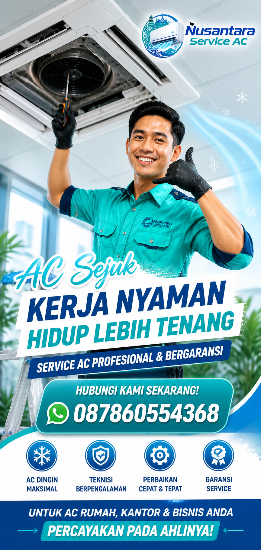 Poster call to action nusantara service ac