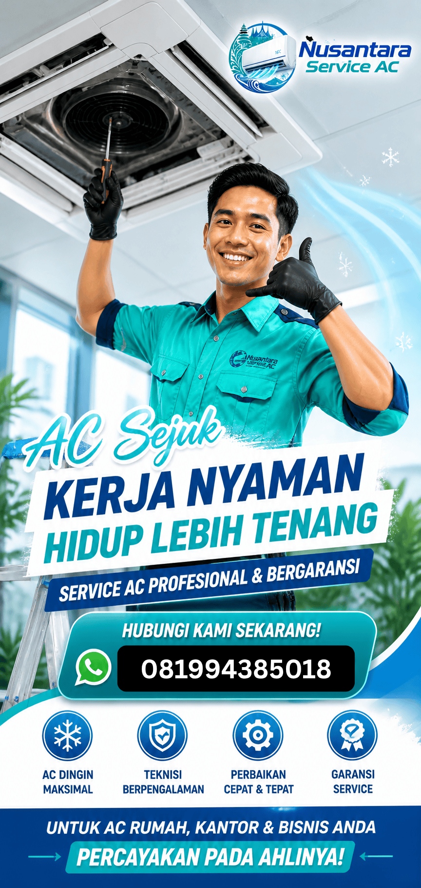Poster call to action nusantara service ac